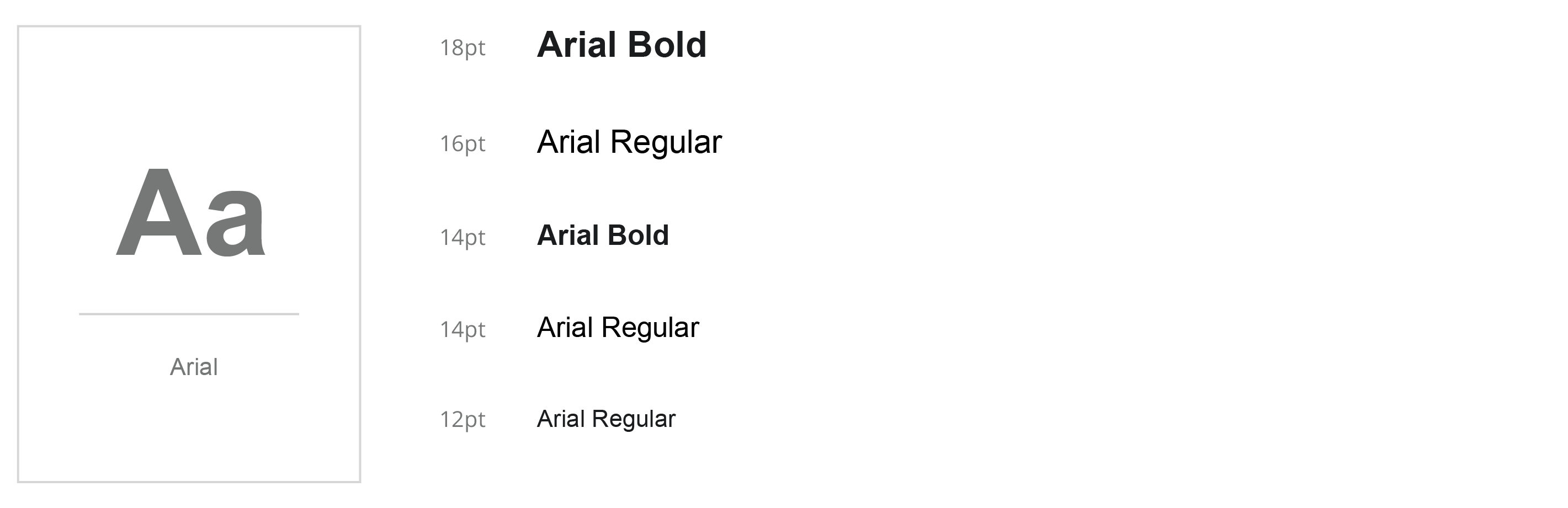 The font family Arial as it should be displayed within the application